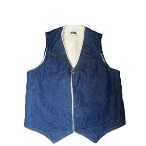 Vintage Denim vest 70's Key Jeans Sherpa lined trucker Cowboy Western men large